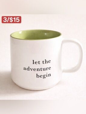 Threshold Coffee Mug Inspirational Quote Large Handle White Green